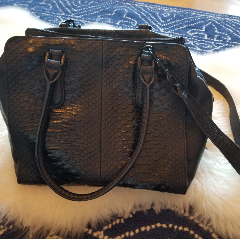 Liebeskind Black Snakeskin Embossed Handbag